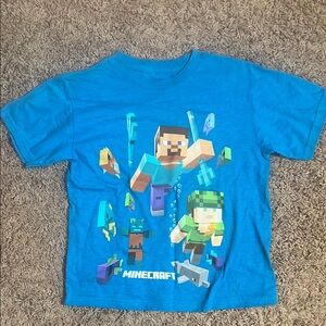 Minecraft Boys Blue Short Sleeve Tee with Minecraft Graphics Size Small
